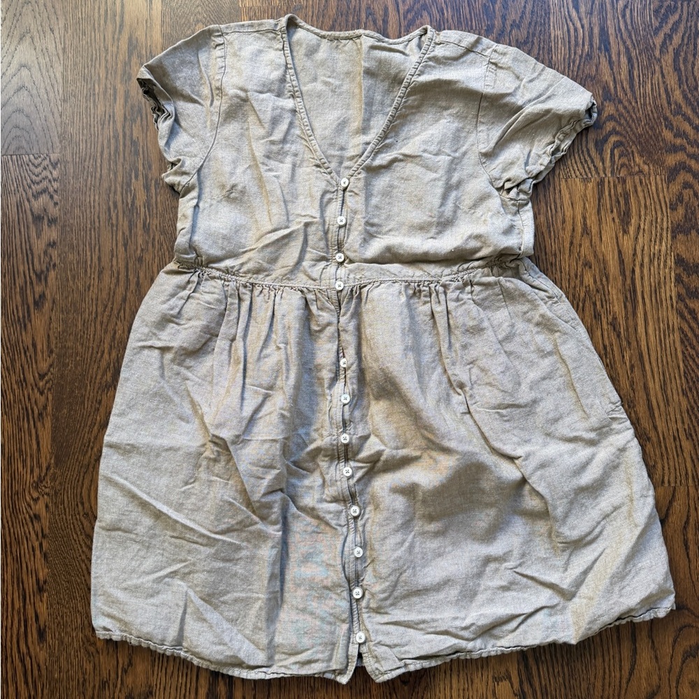 Madewell Womens Small Linen Blend Alexandra Button Front Mini Dress Pocket - Med